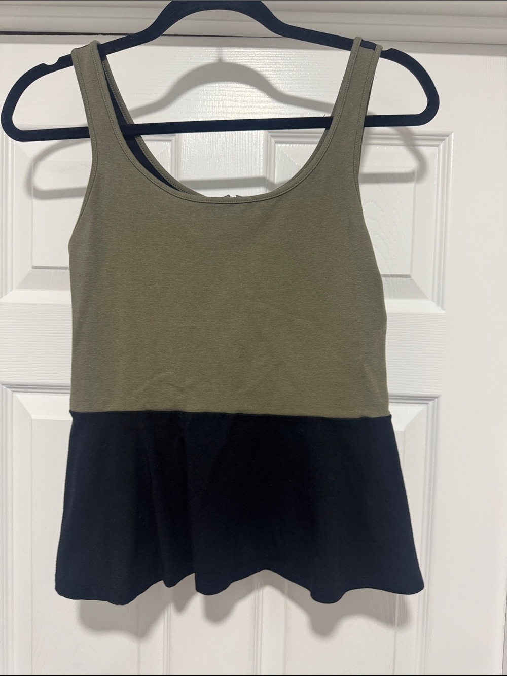 Express Olive Green and Black Colorblock Tank Top
